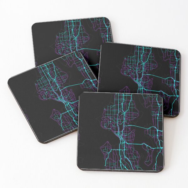 Item preview, Seattle Washington City Map - Neon Fantasy designed and sold by StylishStacks.