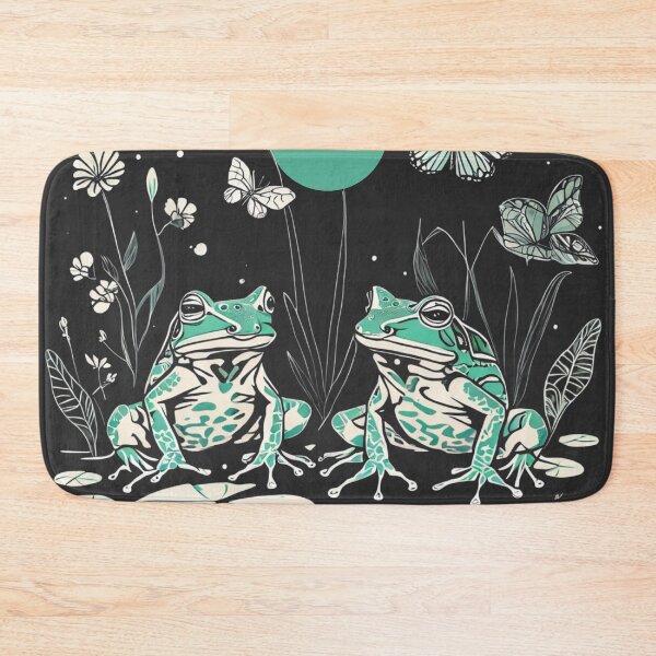 Item preview, Meadowcore Cottagecore Frogs with Butterflies under an eclipse.  designed and sold by MeadowLoom.