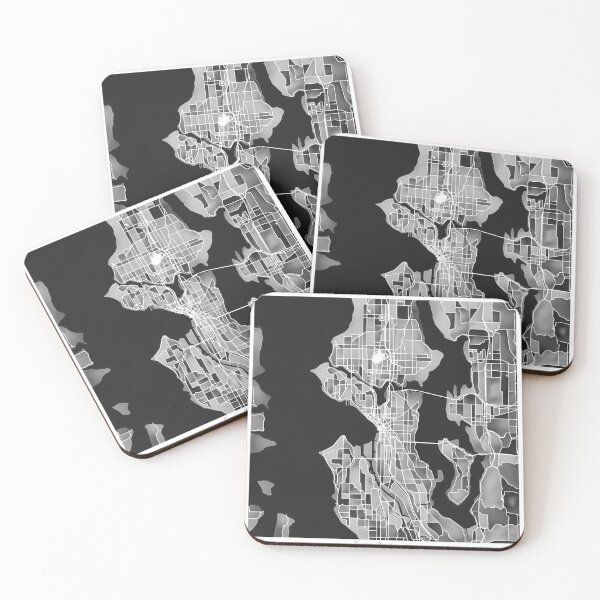 Item preview, Seattle Washington City Map - Black and White Monochrome designed and sold by StylishStacks.