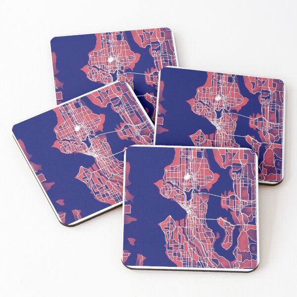 Item preview, Seattle Washington City Map - Red-Blue Duotone designed and sold by StylishStacks.