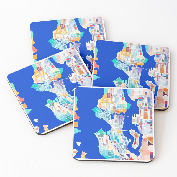 Item preview, Seattle Washington City Map - Tropical Rainbow Scheme designed and sold by StylishStacks.