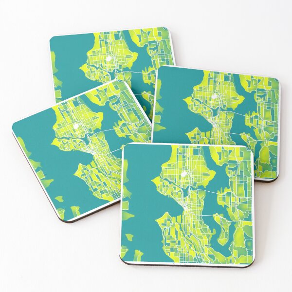 Item preview, Seattle Washington City Map - Green-Yellow Duotone designed and sold by StylishStacks.