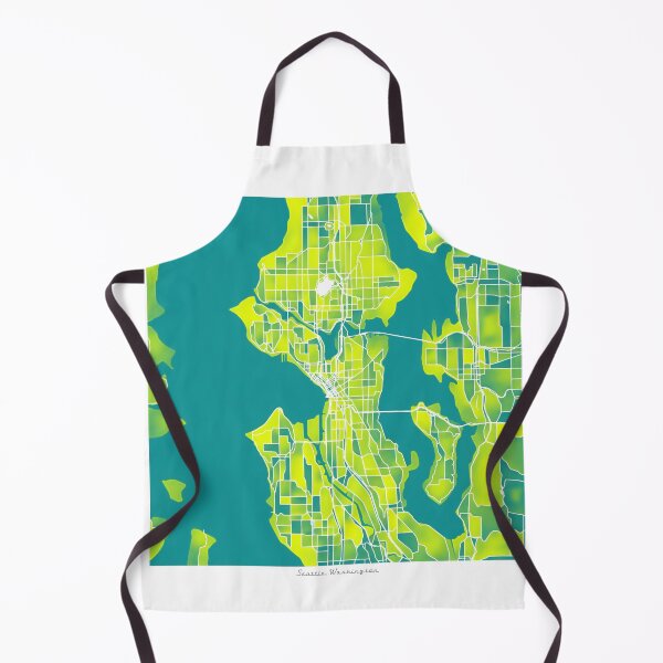 Aperçu de l'œuvre Plan de la ville de Seattle Washington - Duotone vert-jaune créée et vendue par StylishStacks.