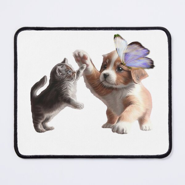 Item preview, A cat playing with a puppy designed and sold by liugr-dl.
