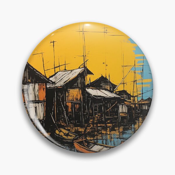 Item preview, Tonle sap lake colorful travel vintage graphics designed and sold by wonderfulpark.