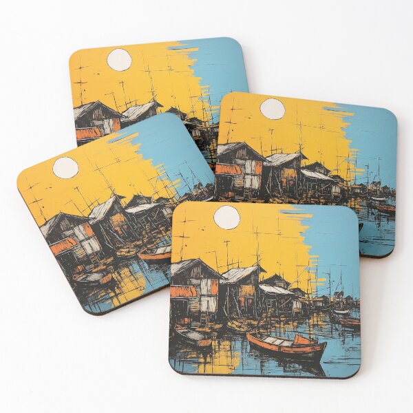 Item preview, Tonle sap lake colorful travel vintage graphics designed and sold by wonderfulpark.