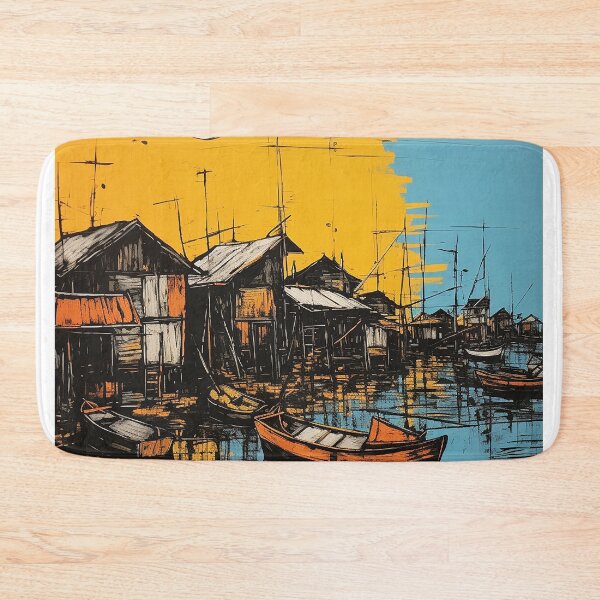 Item preview, Tonle sap lake colorful travel vintage graphics designed and sold by wonderfulpark.