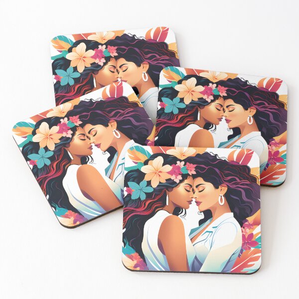 Item preview, Vintage Lesbian Embrace, LGBTQ Pride Illustration designed and sold by whimsiqueer.