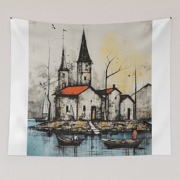 Item preview, Lake sevan colorful travel vintage graphics designed and sold by wonderfulpark.