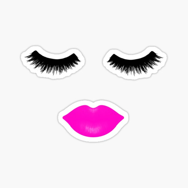 Lips and Lashes Pink Sticker