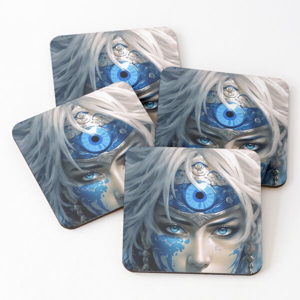 Item preview, samurai woman with blue eyes Pattern, gallery wall, modern art, abstract matte, vertical wall art, vintage, abstract decor, gallery art. designed and sold by Charlygood.