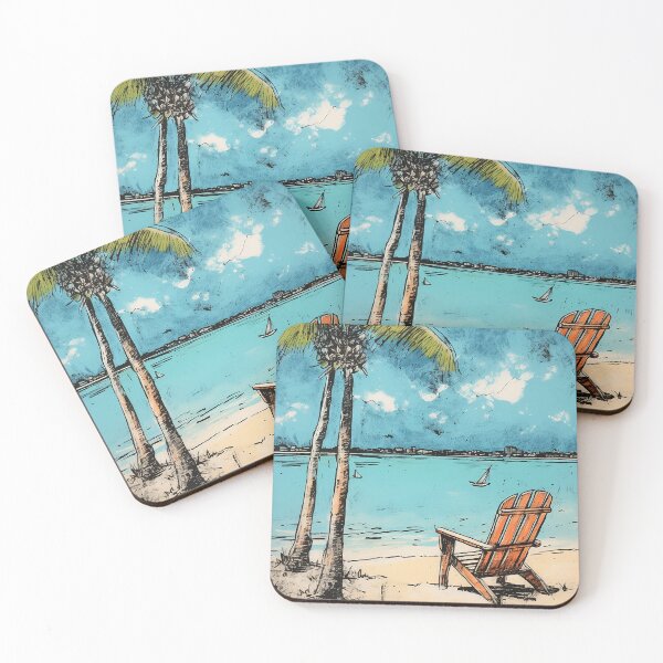 Item preview, Grace Bay Beach colorful travel vintage graphics designed and sold by wonderfulpark.
