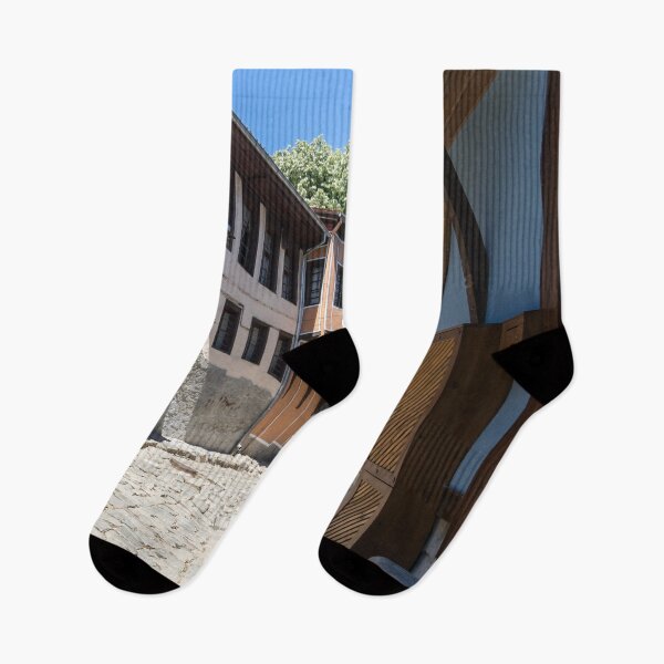 Item preview, Steep Cobblestoned Street and National Revival Houses in Old Town Plovdiv  designed and sold by Georgia Mizuleva.