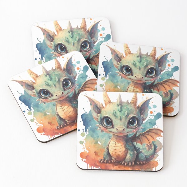 Item preview, Little dragon on colorfull watercolour background  designed and sold by AllPrintForYou.