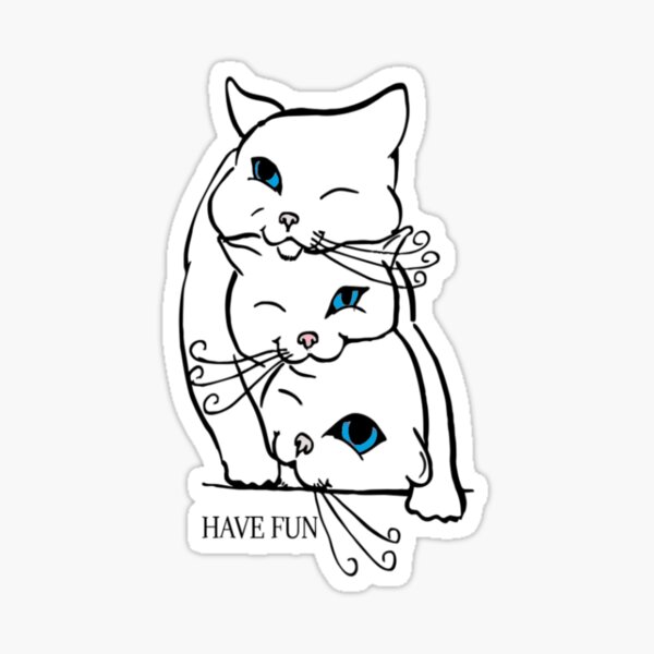 Cute Kawaii Cat Pile Stackable Cats Sticker