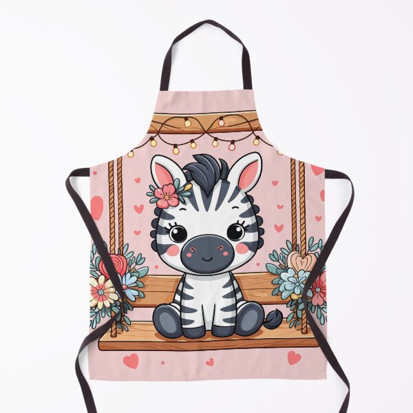 Item preview, a little zebra sits on a wooden swing, the swing is decorated with flowers, hearts and lights, Valentine's Day designed and sold by Niktarka.