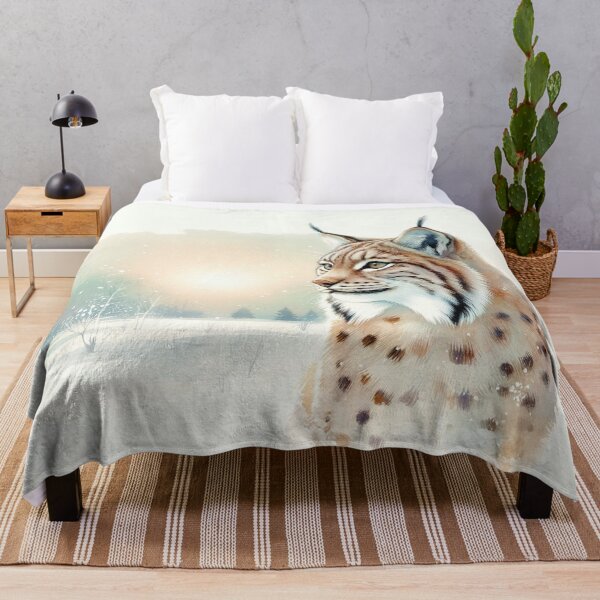 Aperçu de l'œuvre Lynx Aquarelle avec fond de forêt créée et vendue par FurryBliss.