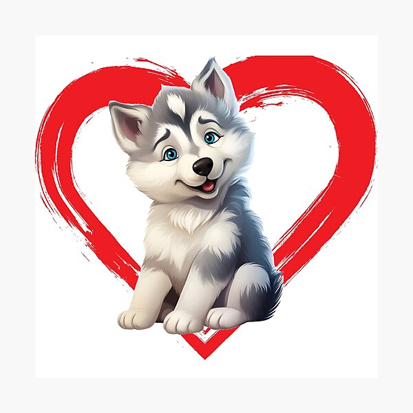 Item preview, Alaskan malamute Cartoon in Love Heart designed and sold by For Dog Sake!®.