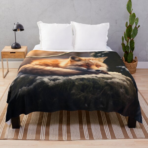 Item preview, Beautiful whimsical snowy winter lovely and cute orange fox animal sleeping in nature designed and sold by NBSStore.
