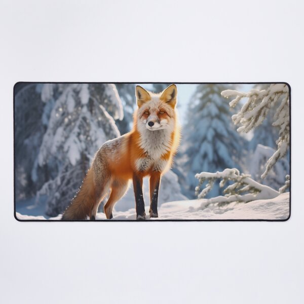 Item preview, Beautiful whimsical snowy winter lovely and cute orange fox animal in nature designed and sold by NBSStore.