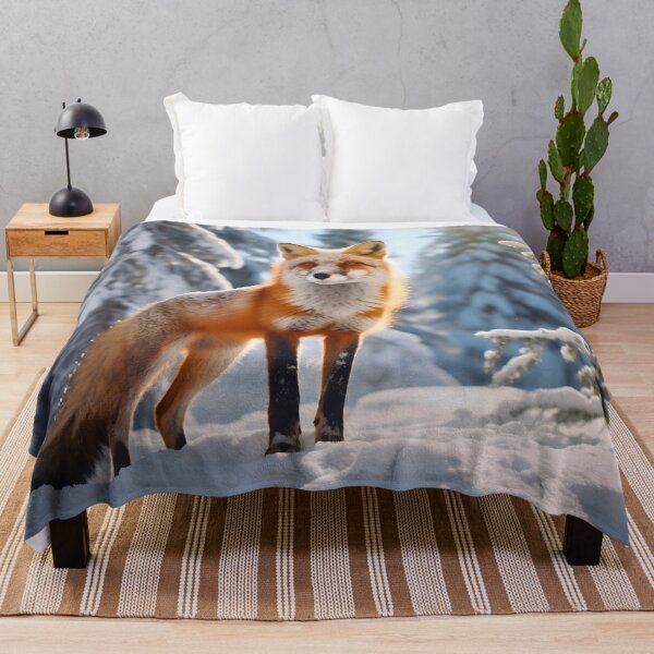 Item preview, Beautiful whimsical snowy winter lovely and cute orange fox animal in nature designed and sold by NBSStore.