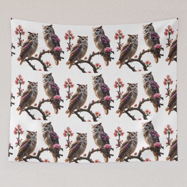 Item preview, Couple owls Love Flowers  designed and sold by BotunPeony.