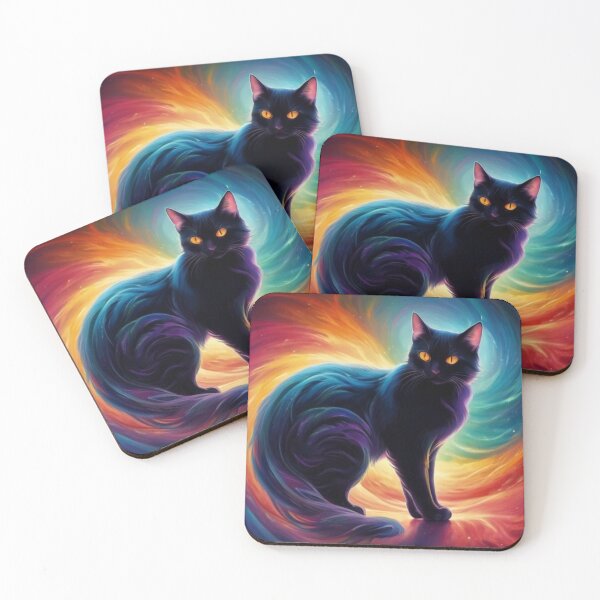 Item preview, colourful cute cat -adorable art with gravitational space waves designed and sold by PixelVibes11.