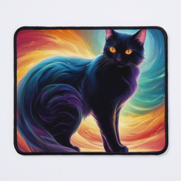 Item preview, colourful cute cat -adorable art with gravitational space waves designed and sold by PixelVibes11.