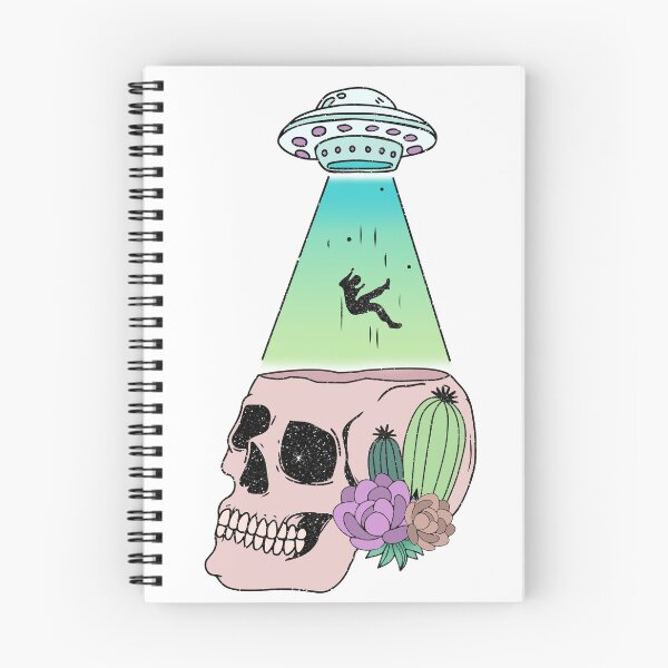 Item preview, UFO Beam Down On Skull With Flowers Alien Tee designed and sold by Nicole Creates.