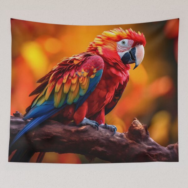 Item preview, Beautiful exotic and tropical red blue and yellow colors parrot or macaw in the summer designed and sold by NBSStore.