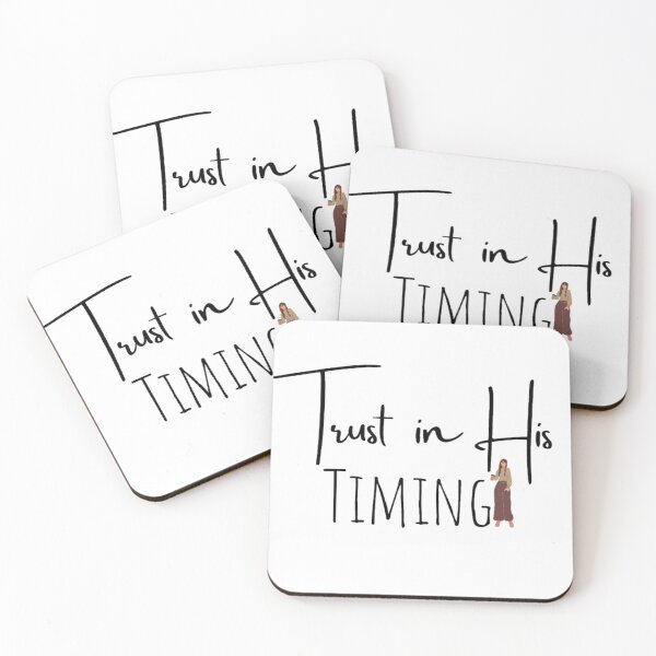 Item preview, Trust in his timing with girl holding coffee text design  or Text art designed and sold by Crazy-art-land.