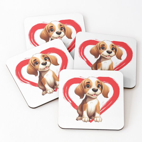 Item preview, Beagle Hound Cartoon in Love Heart designed and sold by For Dog Sake!®.