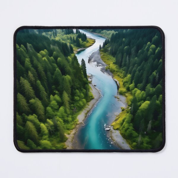 Item preview, Aerial view photography of a flowing river in forest scenery, riverside designed and sold by NBSStore.