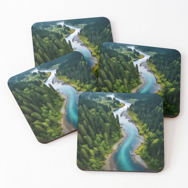 Item preview, Aerial view photography of a flowing river in forest scenery, riverside designed and sold by NBSStore.