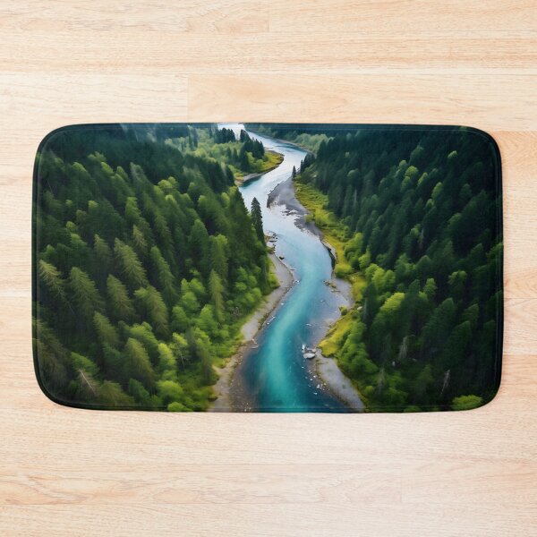 Item preview, Aerial view photography of a flowing river in forest scenery, riverside designed and sold by NBSStore.