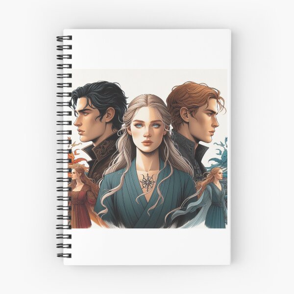 Item preview, Illustration of Feyre, Rhysand, Tamlin from the ACOTAR book saga for book lovers designed and sold by Cintia Sanz Alonso.