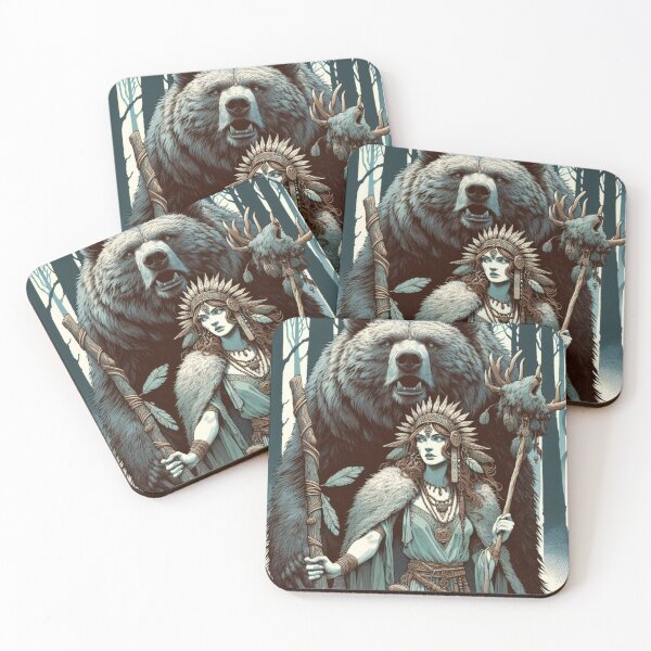 Item preview, Druid girl with Grizzly, Mythical Style, druid Woman designed and sold by Cr320.