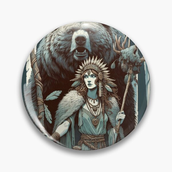 Item preview, Druid girl with Grizzly, Mythical Style, druid Woman designed and sold by Cr320.
