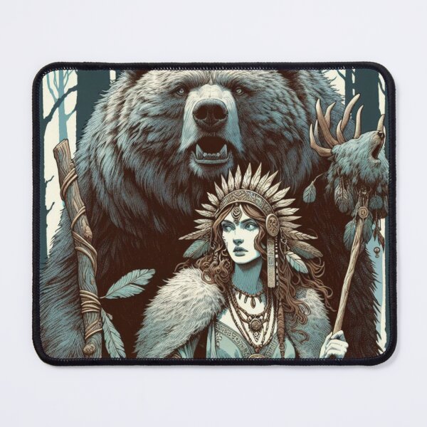 Item preview, Druid girl with Grizzly, Mythical Style, druid Woman designed and sold by Cr320.