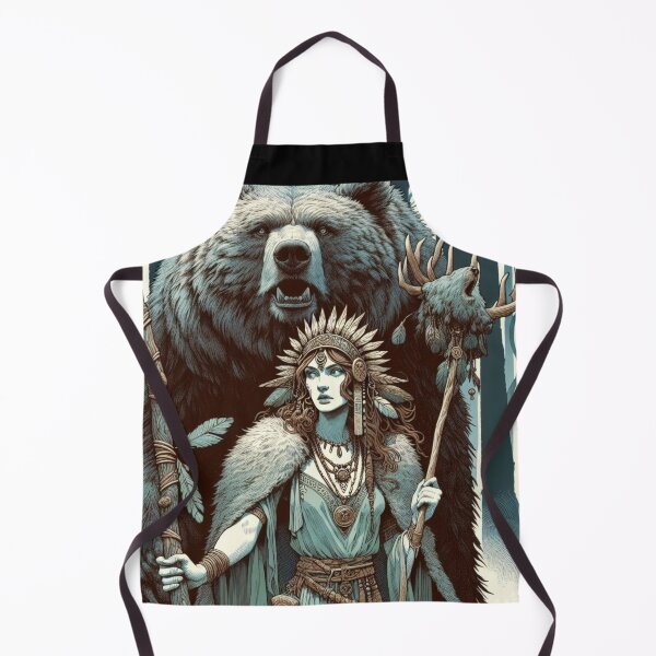 Item preview, Druid girl with Grizzly, Mythical Style, druid Woman designed and sold by Cr320.