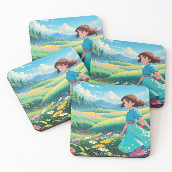 Item preview, kawaii anime girl in flower field  designed and sold by InkStation24.