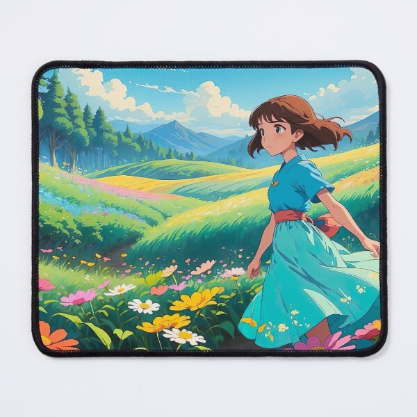 Item preview, kawaii anime girl in flower field  designed and sold by InkStation24.