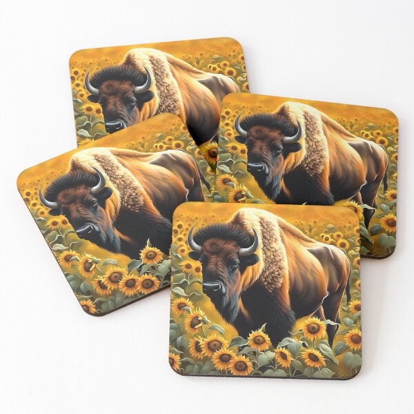 Item preview, American Bison On A Kansas Range Of Sunflowers designed and sold by taiche.