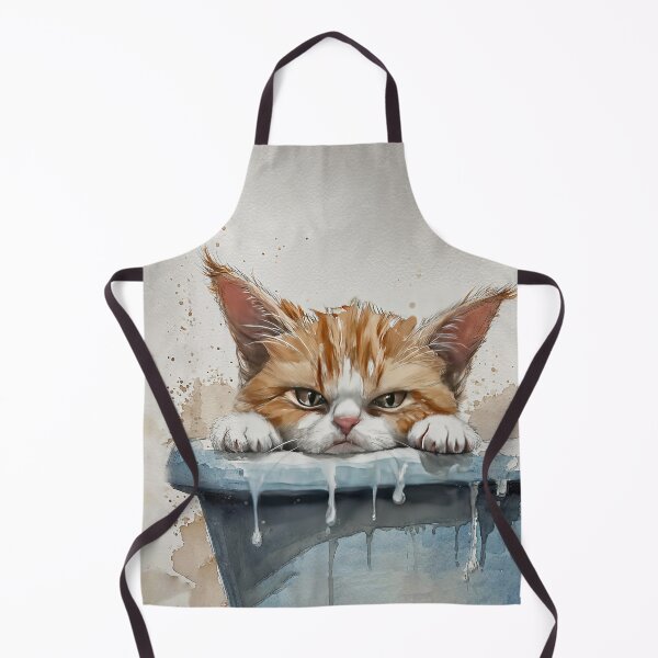 Item preview, Grumpy kitten in the bath - having a bad day - watercolor illustration designed and sold by Daydreamsatdawn.