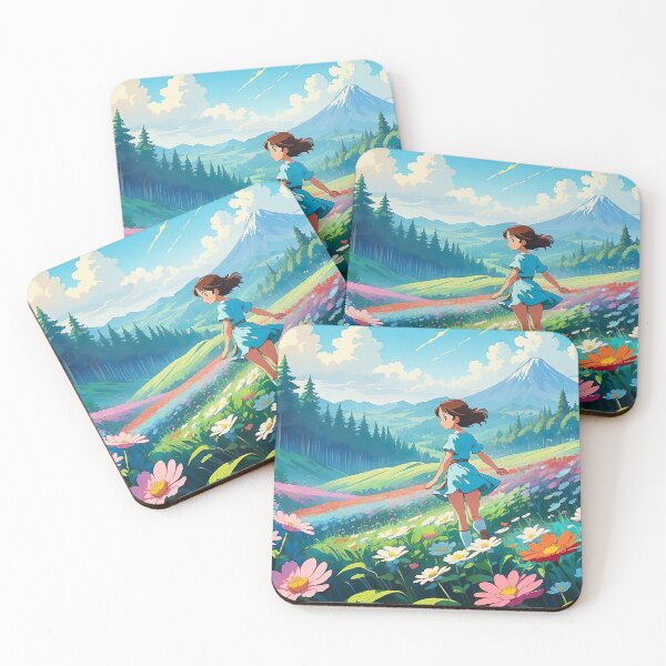 Item preview, Kawaii girl in whimsical flower field designed and sold by InkStation24.