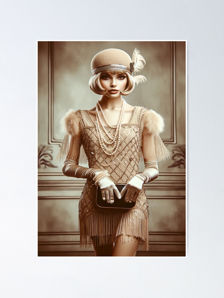 Vintage 1920s Style Woman in Flapper Dress\