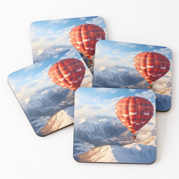 Item preview, Colorful hot air balloon or gas balloon floating in snowy winter mountains, for balloonists and balloon pilots, ride designed and sold by NBSStore.