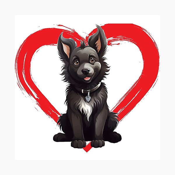 Item preview, Belgian Tervuren Cartoon in Love Heart designed and sold by For Dog Sake!®.