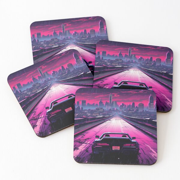 Item preview, Sports Car Driving Towards 80s Miami designed and sold by Nightarcade.