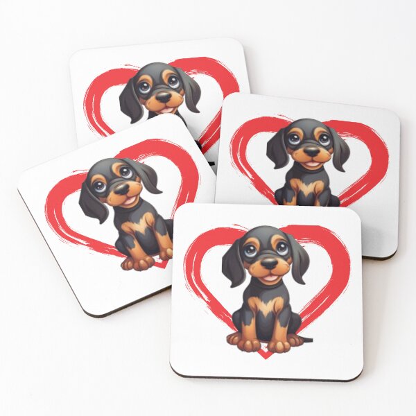 Item preview, Black and Tan Coonhound Cartoon in Love Heart designed and sold by For Dog Sake!®.